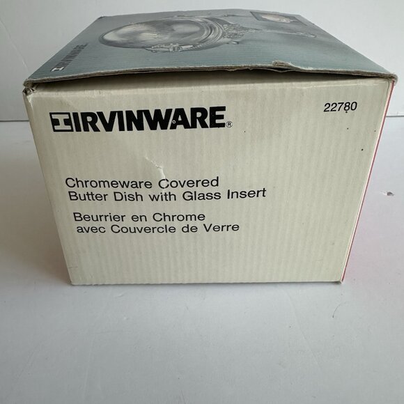 VTG NIOB IRVINWARE 1980s Chromeware Covered Butter Dish Glass Insert Retro 22780 - Picture 10 of 15